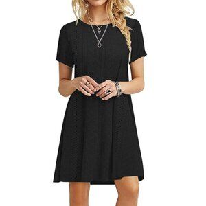 Summer Eyelet Black T-Shirt Dress